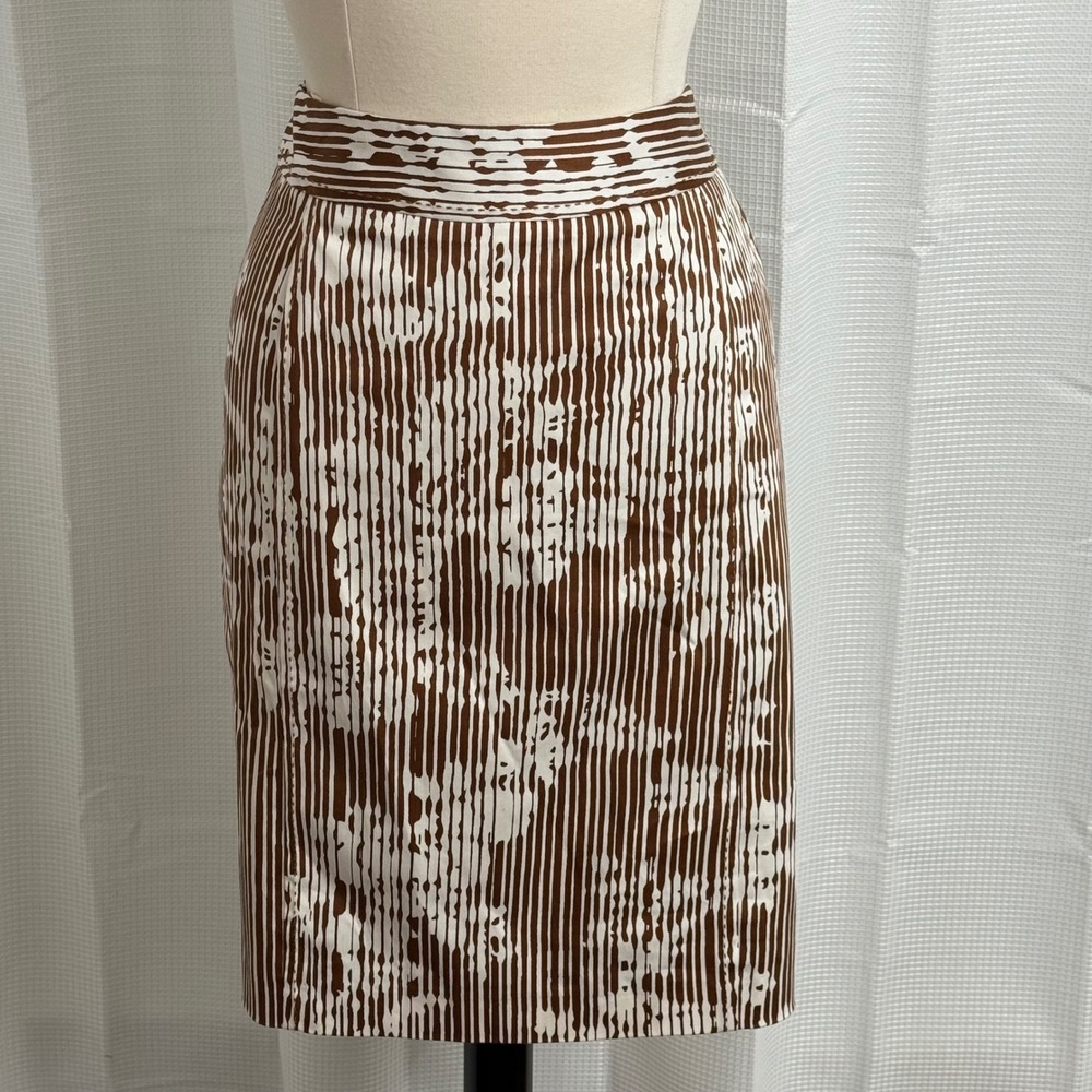Jones New York Vertical Striped & Floral Print Pattern Pencil Skirt